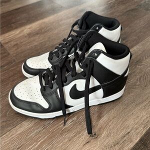 Black and White Nike Dunks High-Top Sneakers